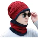 Winter Sports Cap & Muffler for Men & Women (Red)