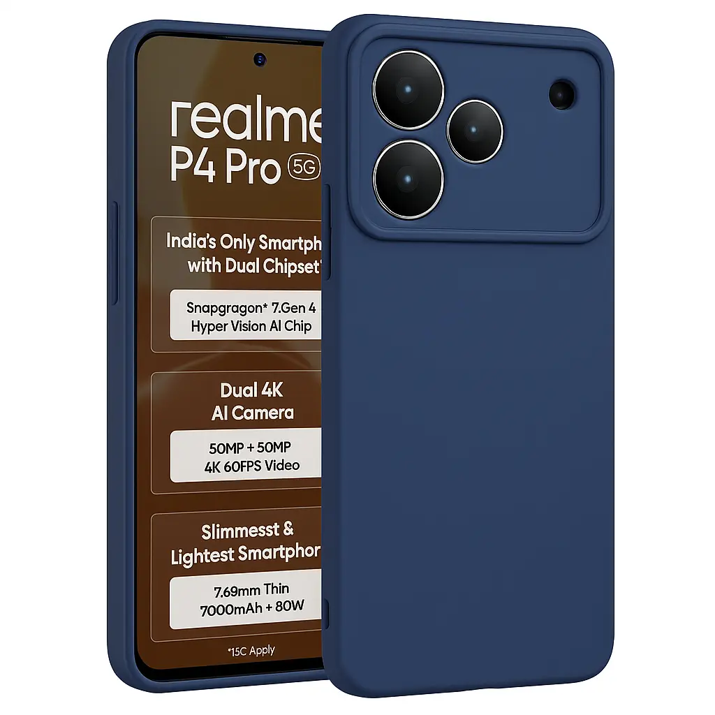 [MC-SLCN-RLM-P4PRO-BLU-1PC-0000000247] Silicone Back Cover Compatible for Realme P4 Pro 5G (Blue)
