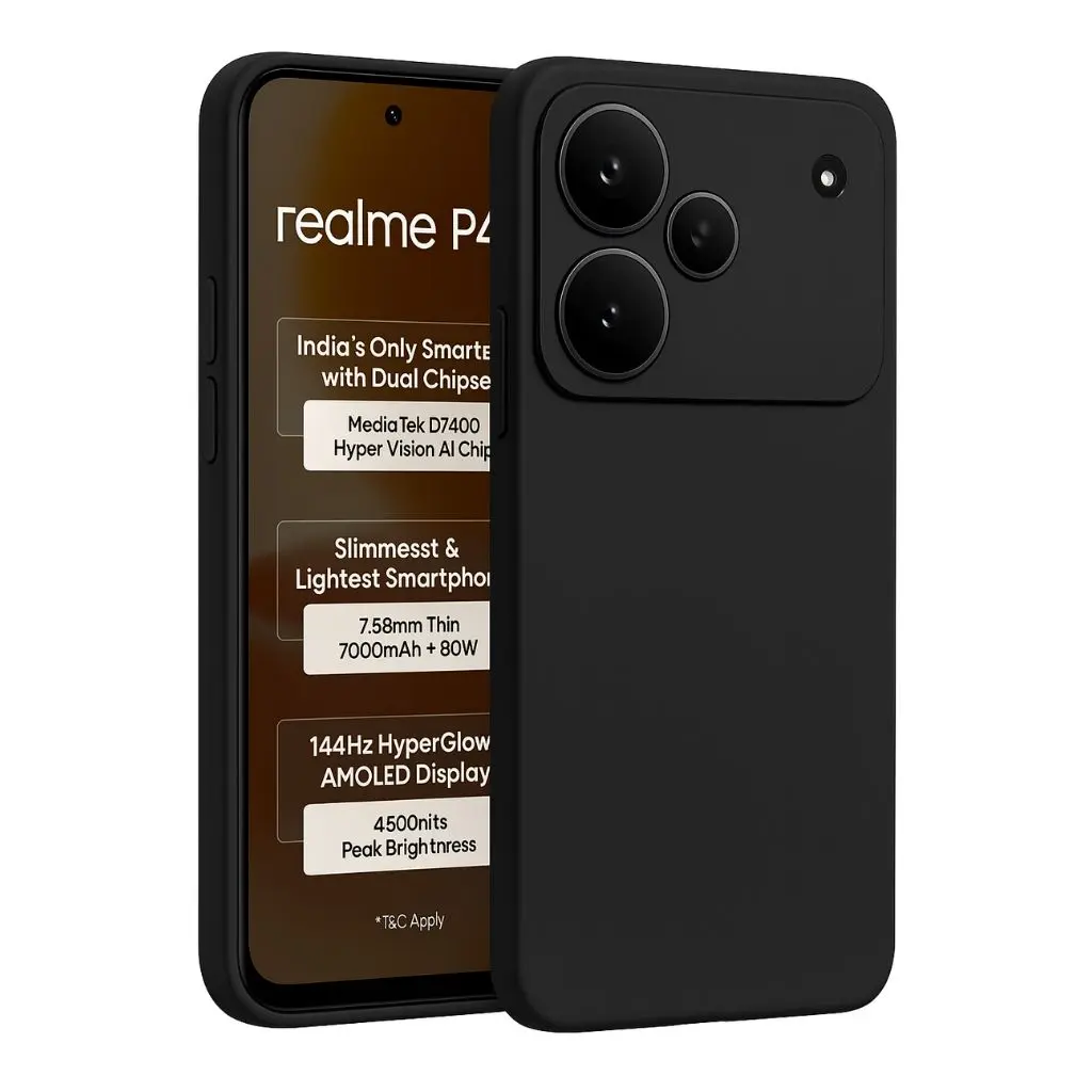 Silicone Back Cover Compatible for Realme P4 5G (Black)