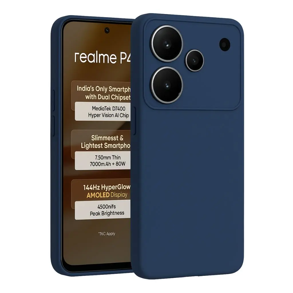 [MC-SLCN-RLM-P4-5G-BLU-1PC-0000000247] Silicone Back Cover Compatible for Realme P4 5G (Blue)