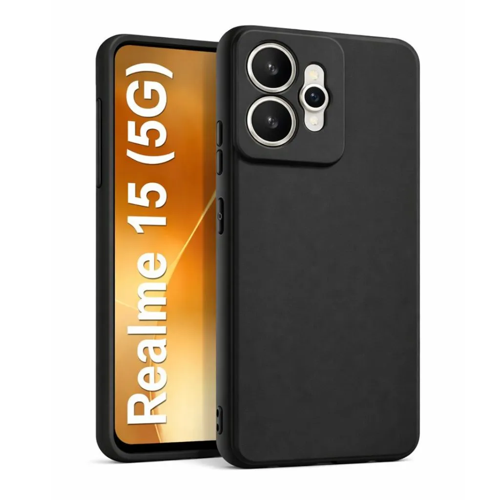[MC-SLCN-RLM-15-5G-BLK-1PC-0000000303] Silicone Back Cover Compatible for Realme 15 5G (Black)