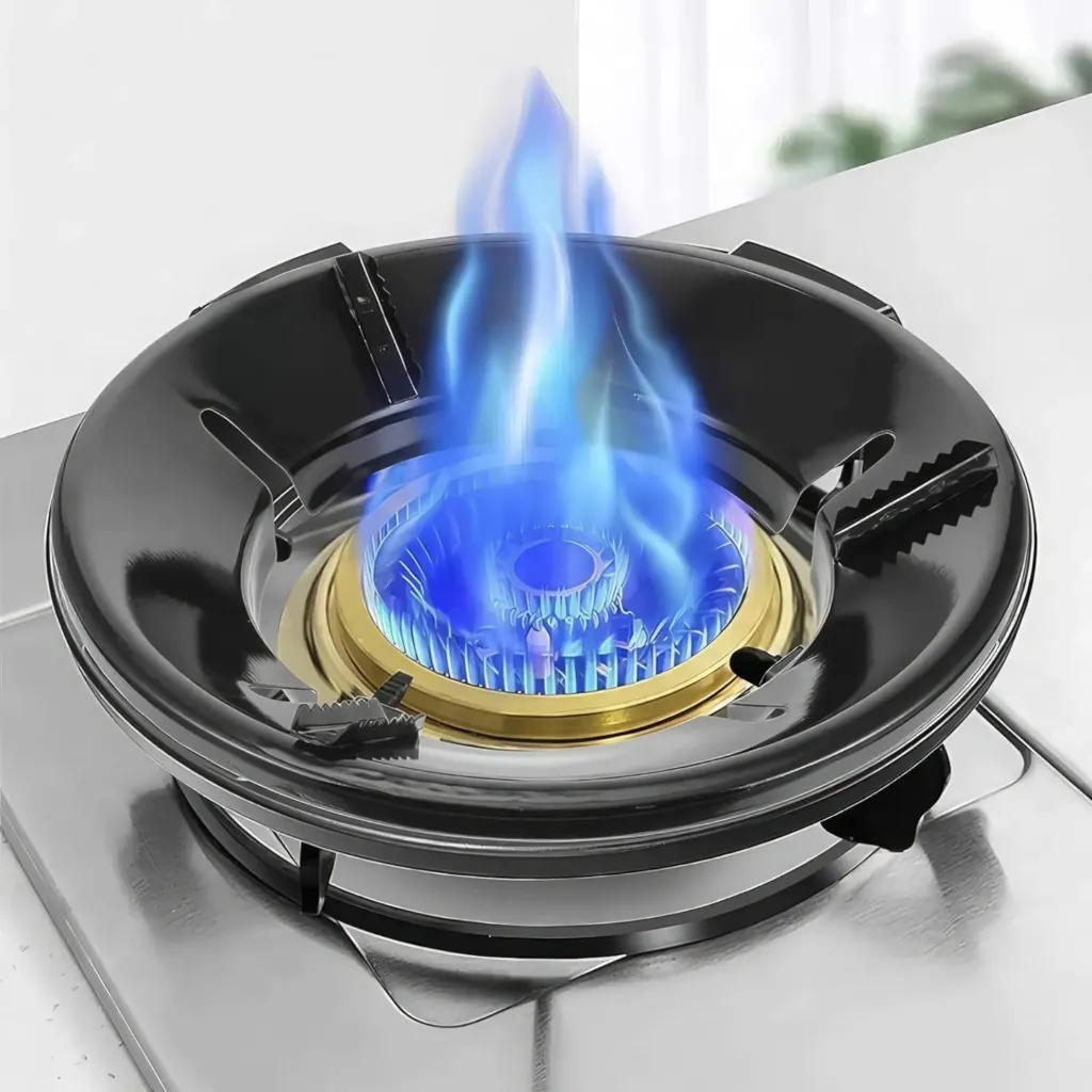 Windproof Gas Saver Burner Stand, Heavy Duty Iron, Black Finish