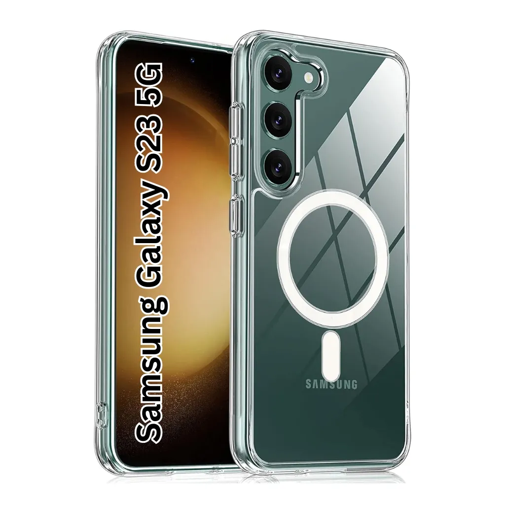 Compatible Transparent  Hard Back Cover for Samsung Galaxy Smart Phones (Magnetic)
