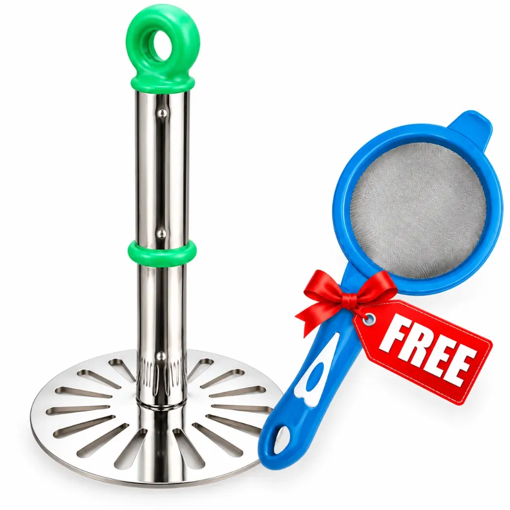 Stainless Steel Potato Masher (Turquoise Green) with Free  Gift