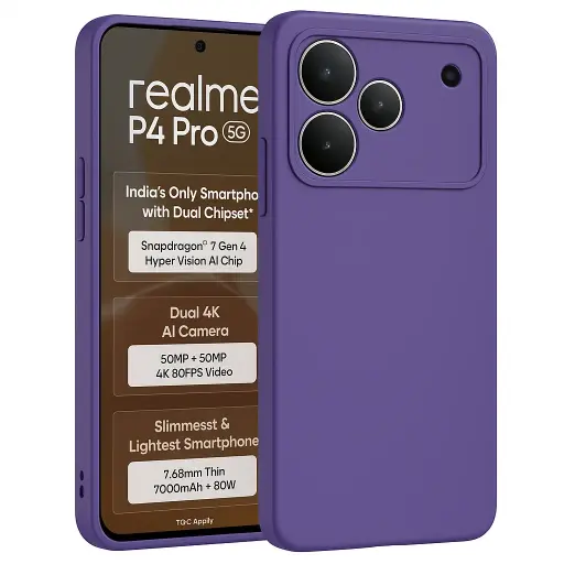 [MC-SLCN-RLM-P4PRO-PRPL-1PC-0000000249] Back Cover for Realme P4 Pro 5G (Purple)
